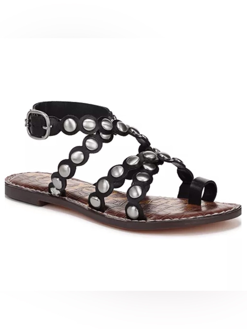 Sam Edelman Gloria Silver Studded Gladiator Sandals Black Size-5 NIB - Picture 3 of 10